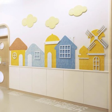 【含稅/免運】 幼兒園主題欄毛氈纖維板環創校園可愛墻貼風車裝飾立體卡