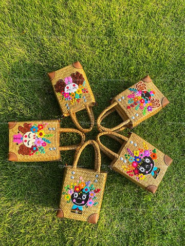 手工刺繡Krajood包，真皮肩帶，可選擇刺繡圖案，內襯帶拉鍊