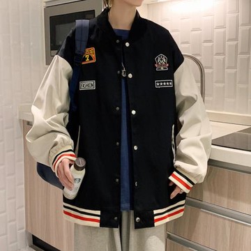 外套男春秋新款寬松棒球服美式復古飛行員夾克青少年男裝沖鋒衣潮