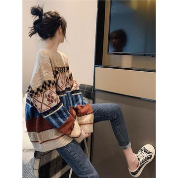 春秋胖mm小個子套頭毛衣女寬松外穿2025新款大碼復古日系針織上衣