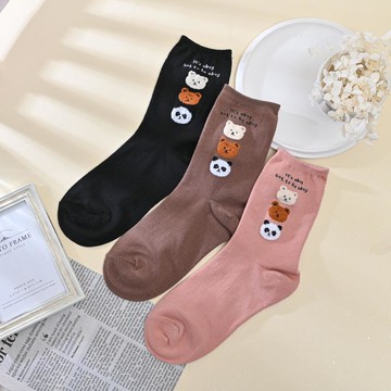 韓國襪毛茸茸動物小頭中筒襪-多色任選