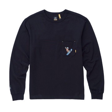 5th STREET｜男裝｜可愛動物滑雪長袖T恤｜黑色