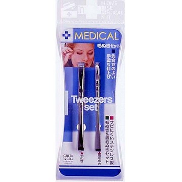 日本綠鐘medical不銹鋼寬細口毛拔兩支組(l.75mm)d-13