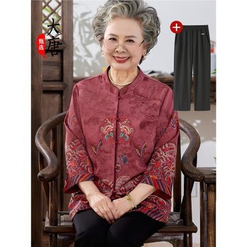 奶奶婚宴結婚禮服老年人女春裝外套媽媽老太太套裝生日80大壽衣服