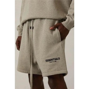 ESS復線美式潮牌寬松運動植絨印花男士五分短褲子加絨高街