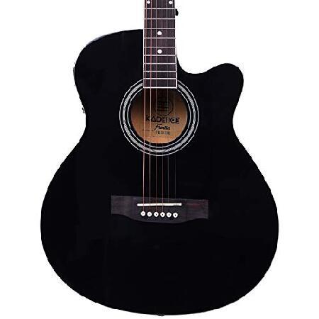 Kadence Frontier Series Acoustic Electric Guitar Spruce Wood Matt Finish Electric Acoustic Guitar (Black EQ) Electro Acoustic Guitars with Strings