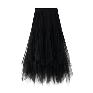 【巴黎精品】半身裙長裙-不規則網紗A字高腰女裙子5色a1fq28