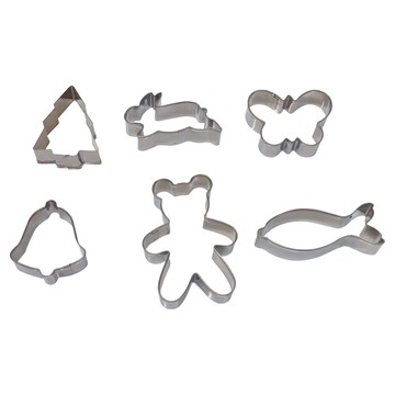 TRIARROW 三箭牌 不鏽鋼造型餅乾模  貓 + 蝴蝶 + 熊 + 鈴鐺 + 魚 + 樹  6個