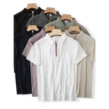 7A抗菌！冰涼速干！夏季男士外貿經典純色拉鏈彈力翻領短袖POLO衫