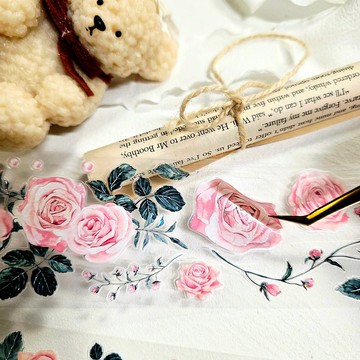 預裁切段_LOPO 浪漫玫瑰 珠光軋型和紙膠帶 2公尺