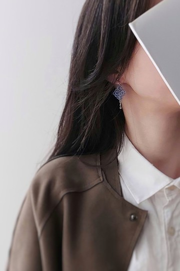 花磚 蕾絲耳飾 金色系 鉤針編織