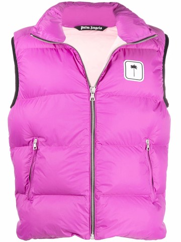 Palm Angels - logo-patch padded gilet - men - Polyamide/Polyester/PVC - XXS - Pink