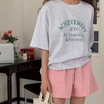 正韓T恤 字母五分袖T恤FIE1100-創翊韓都