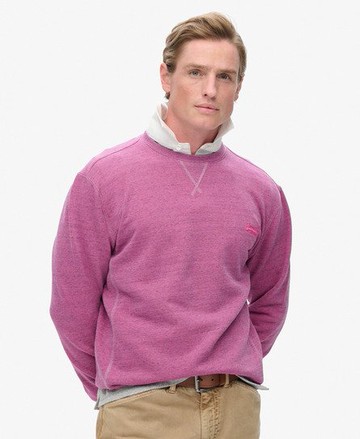 Superdry Men's Over Dyed Marl Crew Sweatshirt Pink Size: Xxl