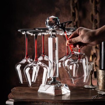 高檔水晶紅酒杯架掛創意客廳擺件吊高腳杯架倒掛懸掛收納架子家用