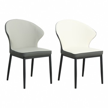 【IDEA】泰坦弧形包覆支撐皮革休閒椅/餐椅(化妝椅 皮椅 戶外椅 梳妝椅 書桌椅灰色