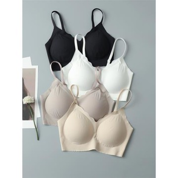 真絲光面貼合背心式無痕文胸無鋼圈0束縛親膚柔軟桑蠶絲透氣內衣