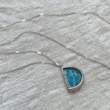 D l 窯燒X鑲嵌玻璃項鍊