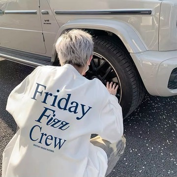 XS~XL 長袖 純棉  情侶T【YL1401-14】前後圖-Friday Fizz Crew台灣製 MIT情侶裝 長袖