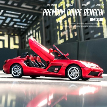 奔馳敞篷跑車SLR合金車模兒童聲光回力男孩玩具仿真小汽車模型