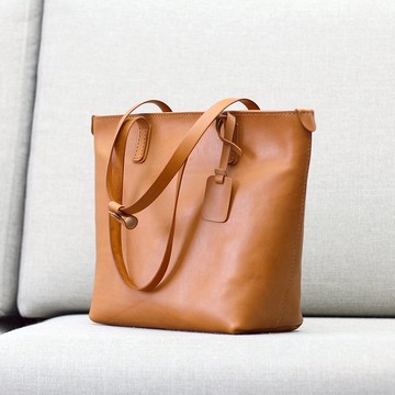 拉鏈托特包 tote / 肩背包 / 手提包 -- 駝黃色