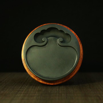 硯臺 非遺《如意素池硯》老坑硯臺作品 歙縣黑龍尾硯臺 高檔精品天然原石歙硯臺 文房四寶筆墨紙硯