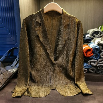 【巴黎精品】現貨+預購 三宅風皺褶衣服西裝外套皺褶西服高級摺衣彈力顯瘦折衣大碼-捏皺純色4色a1hm33