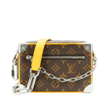 Louis Vuitton 展示品 Mini Soft Trunk 帆布印花拉鍊斜背包(M12767-咖)