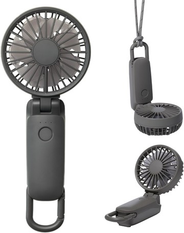 RHYTHM Silky Wind Mobile 3.2 手持風扇 2025新款 3WAY 5段風量 Type-C充電 登山扣掛繩 深灰色 9ZF040RH82