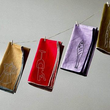 刺繡棉麻餐巾-8款花色/二入裝 淺紫 (沙丁魚)