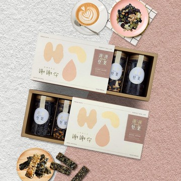 多謝膚色禮盒 (3罐組附提袋)(朝氣綜合纖果, 海苔脆片, 葡萄乾)