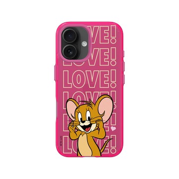 iPhone 16 Clear 粉漾桃 - 湯姆貓與傑利鼠 Tom and Jerry - 傑利鼠愛心