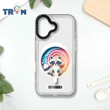 TRON IPHONE 16 可愛紙雕浣熊 防摔 MAGSAFE 磁吸 太空載具殼 透白 手機殼