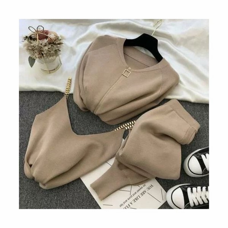 ヴィジョン ストリートウェア セットアップ ジャージ 韓国ファッション 上下 レディース おうちコーデ ルームウェア 部屋着 原宿系 ストリート 3点セット 無地 ラウンドネック 春 秋 冬 長袖 通販 Lineポイント最大get Lineショッピング