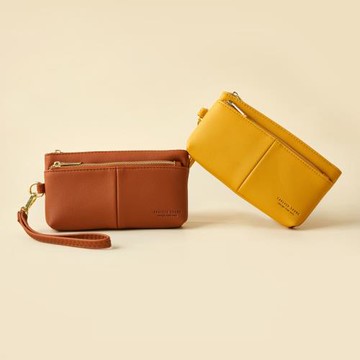 2025新款時尚百搭純色拉鏈長款錢包女簡約大氣多功能手繩手拿包軟