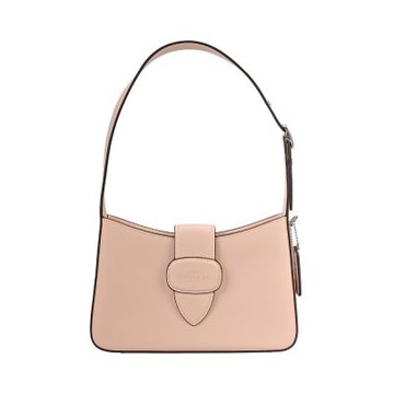 COACH ELIZA蜜桃粉素面全皮橢圓皮飾釦鞍型肩背包