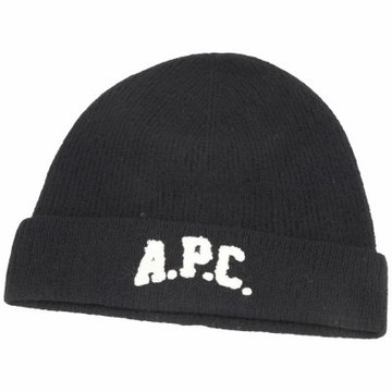 A.P.C. Axel 絨毛字母羊毛針織帽(黑色)