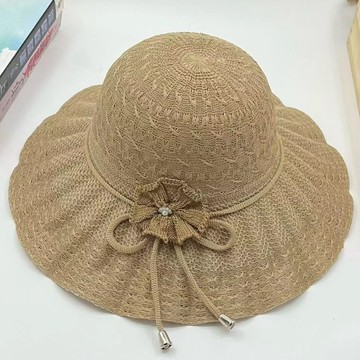 ☀️【中老年媽媽防曬草帽】夏季洋氣遮陽帽 戶外防紫外線帽 女士大檐帽好物好物 臺灣出貨 0323