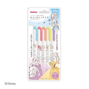 【ZEBRA 斑馬牌】迪士尼 限定款  MILDLINER 雙頭柔性螢光筆 5色套組 A/B款 組(WKT7-DS3-5C)