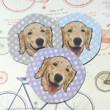 黃金獵犬-大頭杯墊-不織布吸水杯墊~