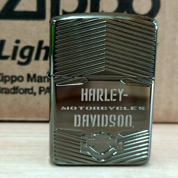 【現貨】美國 Zippo 哈雷系列  ARMOR  黑冰鏡面拋光深蝕刻 (型號29165)