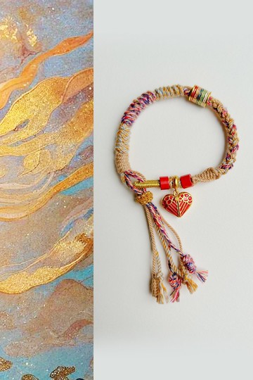 春秋原創 | 告白 | 硃砂 琺琅彩沙金 全手工編繩 | 藏式吉祥