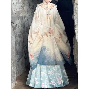 原創明制漢服女2025新款長衫重工刺繡云肩馬面裙日常成人古裝高端