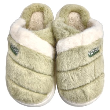 Lego life 毛絨EVA厚底防滑保暖男女室內拖鞋  38~39  淺綠色