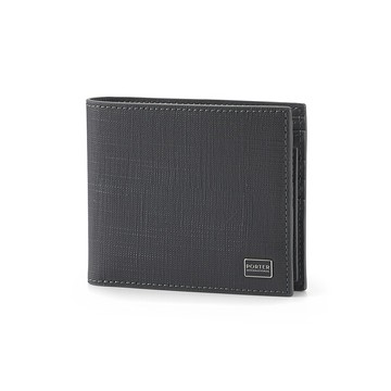 【PORTER INTERNATIONAL】沉穩風尚 LOFTY系列 真皮雙折短夾(深灰色)