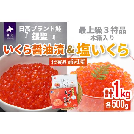 ふるさと納税 銀聖いくら醤油漬(500g)と塩いくら(500g)セット[02-046] 北海道浦河町