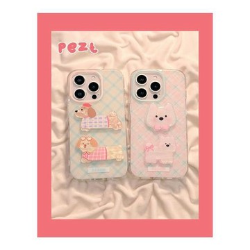 后勤高端&立體卡通小狗趣味新款個性適用于iphone16 pro max手機殼蘋果15/14/13/12硅膠防摔全包創意軟殼簡約