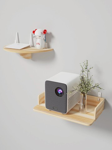 壁掛置物架 投影機支架 實木投影儀支架免打孔托盤架子投影架收納盒固定掛架懸掛盒子床頭墻壁托架壁掛墻架置物板吊架置物架投屏底座【MJ20229】