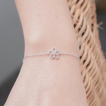 【絕版特惠】白水晶925純銀小花手鍊