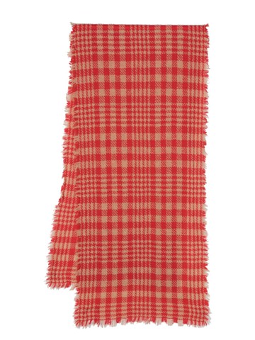 Faliero Sarti - shepherd's check frayed scarf - women - Virgin Wool/Cashmere/Polyamide/Silk - One Size - Red